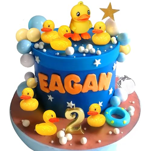 BACH AND BOUJEE Gelbe Ente Kuchendekoration - 7 x Niedliche kleine Ente Cupcake Topper für Geburtstagsfeier & Babyparty - Gelb, Blau BACH AND BOUJEE Gelbe Ente Kuchendekoration - 7 x Niedliche kleine Ente Cupcake Topper für Geburtstagsfeier & Babyparty - Gelb, Blau von BACH AND BOUJEE