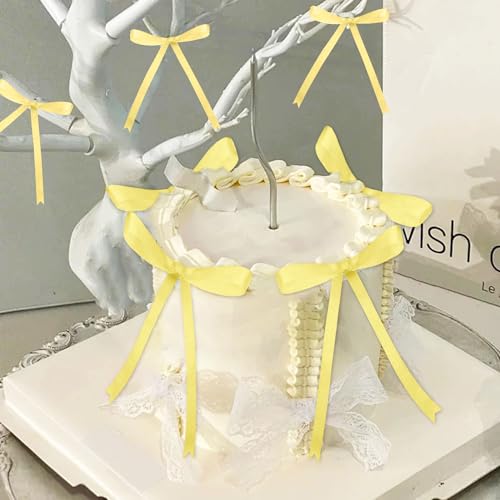 Gelbe Schleife Tortenaufleger Schleife Knoten Bänder Schleife Torte Dessert Picks für Dekorationen Braut Babydusche Geburtstag Hochzeit Party Dekoration von BACH AND BOUJEE