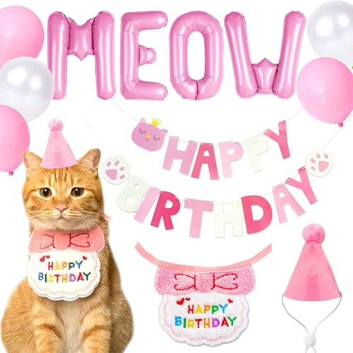 Katze Geburtstag Party Supplies Mädchen Katze Geburtstag Banner Luftballons Hut mit Nummer Rosa Bandana Miau Luftballons für Katzen Kätzchen Dekorationen Katze Geburtstag Party Supplies Mädchen Katze Geburtstag Banner Luftballons Hut mit Nummer Rosa Bandana Miau Luftballons für Katzen Kätzchen Dekorationen von BACH AND BOUJEE