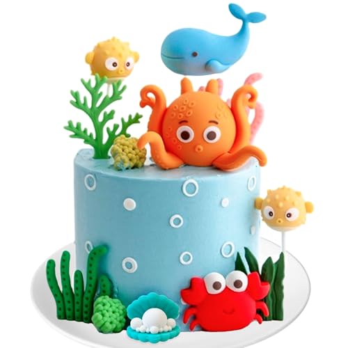 Meerestier Tortendeko Geburtstag Ozean Themen Kuchen Dekoration Deko Meerestier Kuchen Topper für Unter Meer Themen Babydusche Party Dekor von BACH AND BOUJEE