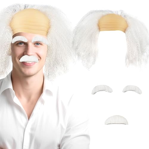 Opa Perücken Set Opa Kostüm Perücke Schnurrbart Alter Mann Perücke Männer Perücke Glatze Perücke Weiße Wissenschaftler Professor Perücke Verkleidungs Perücke für Party Cosplay Opa Perücken Set Opa Kostüm Perücke Schnurrbart Alter Mann Perücke Männer Perücke Glatze Perücke Weiße Wissenschaftler Professor Perücke Verkleidungs Perücke für Party Cosplay von BACH AND BOUJEE