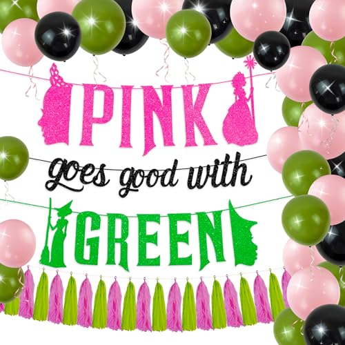 Pink Goes Good With Green Party Decorations Witch Theme Decorations Witch Balloon Supplies Glitter Pink Green Banner for Birthday Party Supplies von BACH AND BOUJEE