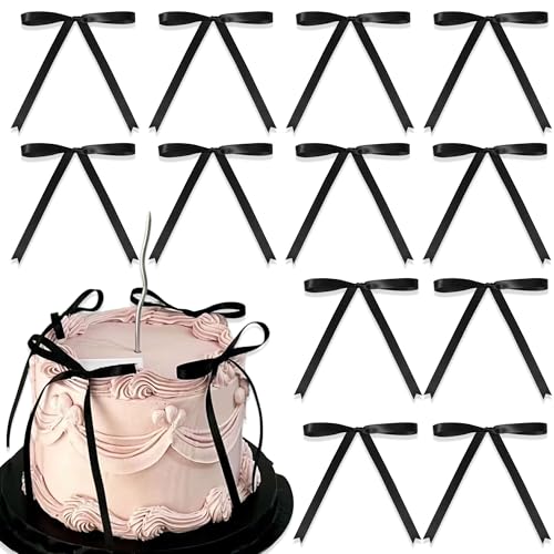 12pcs Schwarze Schleife Tortenaufleger Schleife Knoten Bänder Schleife Torte Dessert Picks für Dekorationen Braut Babydusche Geburtstag Hochzeit 12pcs Schwarze Schleife Tortenaufleger Schleife Knoten Bänder Schleife Torte Dessert Picks für Dekorationen Braut Babydusche Geburtstag Hochzeit von BACH AND BOUJEE