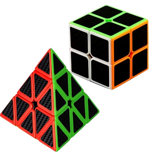 Speed Zauberwürfel Set Aufkleberlos Magic Cube 2x2 3x3Pyraminx Dreieck einfach 3D Puzzle Cube Spiele für Kinder Erwachsene Party Zubehör von BACH AND BOUJEE