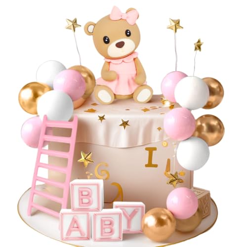 Teddybär Tortendeko Mädchen Tortendeko Mädchen 1 Jahr Rosa Kuchendekoration Teddybär Kuchen Dekoration für Hochzeit Babyshower Geburtstag Party von BACH AND BOUJEE