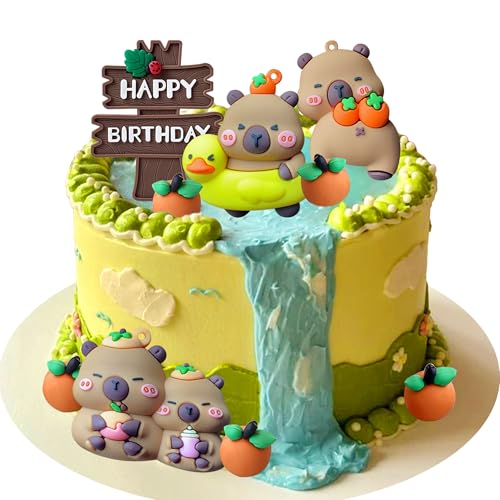 Tortendeko Capybara Figuren Kuchen Deko Capybara Geburtstag Tortendeko Tiere Torte Deko Kindergeburtstag Kuchendeko Happy Birthday Sommerparty von BACH AND BOUJEE