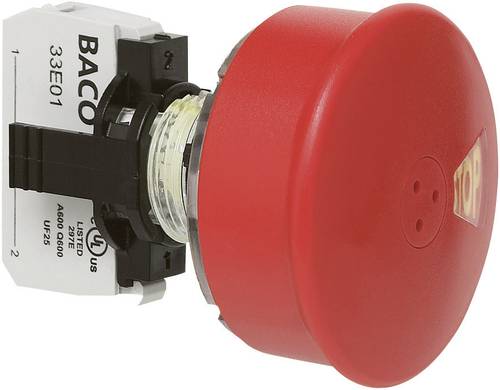 BACO L22DU01G Not-Aus-Schalter Frontring Kunststoff, Schwarz, mit Statusanzeige IP69K 1St. von BACO