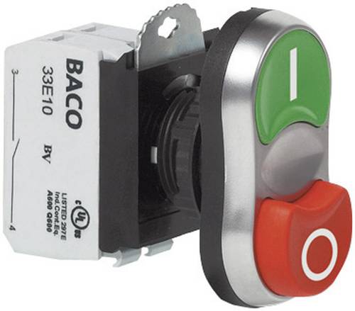 BACO BAL61QB21A L61QB21A Doppeldrucktaster Frontring Kunststoff, verchromt Grün, Rot 1St. von BACO