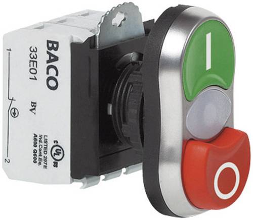 BACO BAL61QK21L L61QK21L Doppeldrucktaster Frontring Kunststoff, verchromt Grün, Rot 1St. von BACO