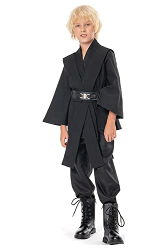 BAEHEU Jedi Kostüm Kinder Robe Hoodie Outfits Anakin Cosplay Skywalker Costume Halloween Karneval Schwarz S von BAEHEU