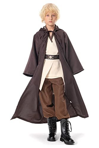 BAEHEU Jedi Kostüm Kinder Robe Hoodie Outfits Anakin Cosplay Skywalker Costume Halloween Karneval Weiß Braun S von BAEHEU
