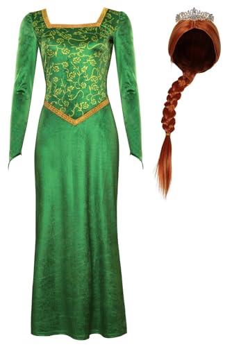 BAEHEU Prinzessin Cosplay Kostüm Mittelalter Kleid Grün Renaissance Halloween Karneval Anzug Set Perücken XXL BAEHEU Prinzessin Cosplay Kostüm Mittelalter Kleid Grün Renaissance Halloween Karneval Anzug Set Perücken XXL von BAEHEU
