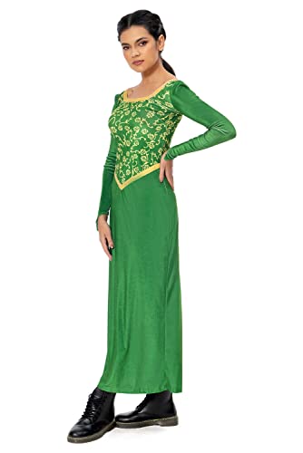 BAEHEU Shrek Prinzessin Fiona Cosplay Kostüm Kleid Fiona Kostüm Mittelalter Kleid Grün Renaissance Kostüm Halloween Karneval Anzug Set von BAEHEU