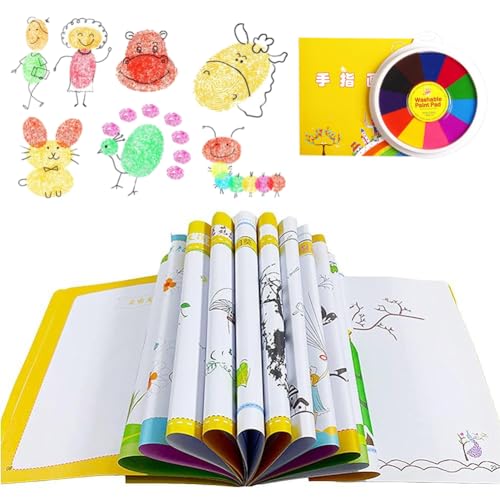 BAFOVY 12 Farben Waschbares Fingermalerei Kit Nicht Sicher für Einfach zu Reinigen mit Schwamm Bilderbuch für DIY Crafts Cards Familie Zeit (24cm12 Farben) von BAFOVY