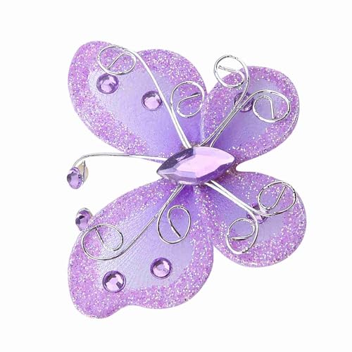 BAFOVY 24pcs Mesh Draht Glitzer Schmetterlinge, Vielseitiges Dekor für Kleidung, Hochzeit, Party mit Schöner Verarbeitung (Purple) von BAFOVY