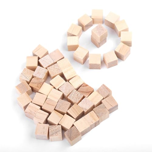 BAFOVY Holzblöcke, Holzwürfel DIY-Bastel-Quadrate mit Glatter Oberfläche Nicht Umwelt Freundliches Material für Kinder-Kunst-Heim Dekor (10 mm (50 Stück)) von BAFOVY