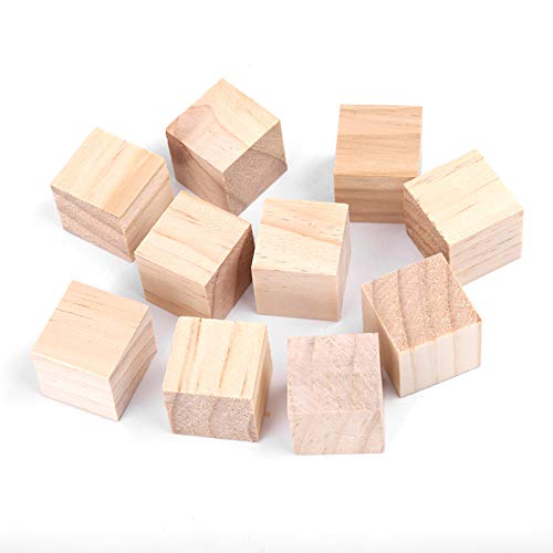 BAFOVY Holzblöcke, Holzwürfel DIY-Bastel-Quadrate mit Glatter Oberfläche Nicht Umwelt Freundliches Material für Kinder-Kunst-Heim Dekor (25 mm (10 Stück)) von BAFOVY