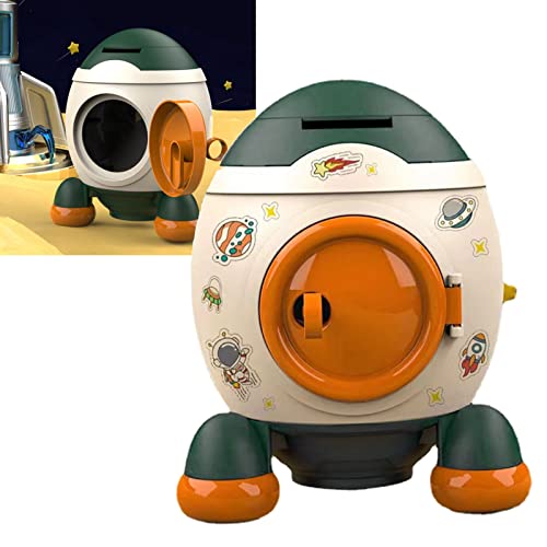 BAFOVY Piggy Bank, Cartoon Style Space Piggy Bank Geld Bank Geld Sparen Jar Boys Mädchen, Entwerfen Sie Sorgfältig, um den Lagerraum zu Erhöhen, Ihre Eigene Kleine Schatzkammer zu (Morandi Green) von BAFOVY