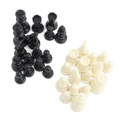 BAFOVY Plastik-Schachkesseln Set Schachstücke Set Schachspiel Reiseschach-Set Leichte Tragbare mit Fusselpolster für Indoor-Outdoor-Spiele (Großer König 77 mm hoch) von BAFOVY
