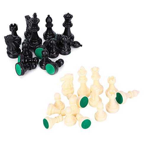 BAFOVY Plastik-Schachkesseln Set Schachstücke Set Schachspiel Reiseschach-Set Leichte Tragbare mit Fusselpolster für Indoor-Outdoor-Spiele (Mittelgroße Königshöhe 64 mm) von BAFOVY