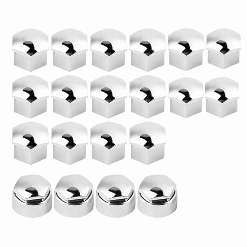 BAFOVY Radmutter Rand Abdeckung Lug Nuts Deckungen Anti-Diebstahl-Auto-Radschraubenbezüge 16 X 17 Mm + 4 Rund mit Clamp/Holder-Werkzeug für Schwarz Silbergrau Optional (Silver) von BAFOVY