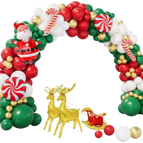 Weihnachtsballon -Set, Metallisch Gold Grün Rot weiß Knallon Girlandbogen Kit, Rentierthema für Partys Weihnachtsballon -Set, Metallisch Gold Grün Rot weiß Knallon Girlandbogen Kit, Rentierthema für Partys von BAFOVY