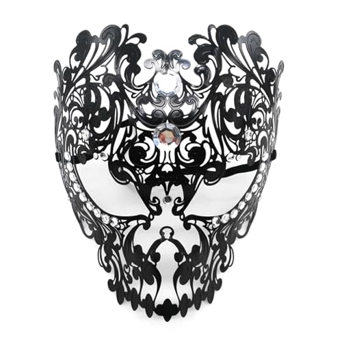 BAHJKASD Komplizierte Volle Gesichtsmetallmaske Funkelnde Gesichtsmaske Metallmaske Mit Diamant Für Die Partyversammlung Verschönert von BAHJKASD