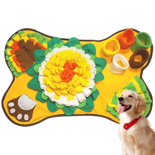 BAIFULAI Schnüffelteppich Hund: 1 Stück Interaktives Spielzeug, Hunde Schnüffelmatte, Geeignet für Indoor & Outdoor (64x43cm, Gelb) von BAIFULAI