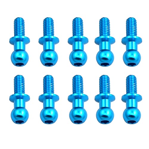 BAIGOO Sechskant-Kugelkopfschrauben aus Metall für TT01 TT02 Sakura D5 1/10 RC Auto-Ersatzteile, universell, blau, 10 Stück von BAIGOO