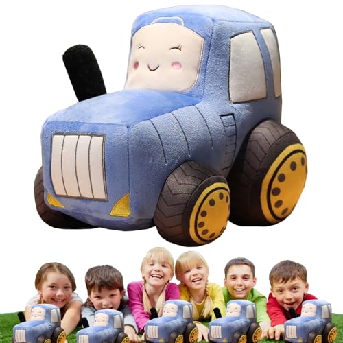 BAISHUWU Wurfkissen Plüsch Traktor, Traktor Plüschkissen, Traktor Stofftier Kissen, Traktor Plüschtiere, Tractor Themed Pillow, Traktor Auto Plüschkissen, Tractor Plush Toy, Kinder（Blau ） von BAISHUWU