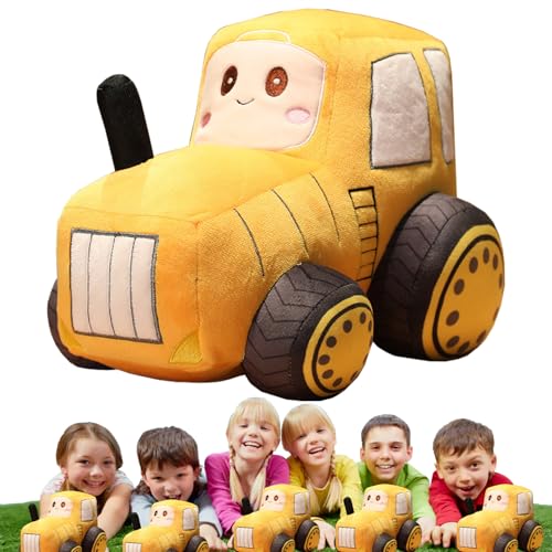 BAISHUWU Wurfkissen Plüsch Traktor, Traktor Plüschkissen, Traktor Stofftier Kissen, Traktor Plüschtiere, Tractor Themed Pillow, Traktor Auto Plüschkissen, Tractor Plush Toy, Kinder（Gelb ） von BAISHUWU