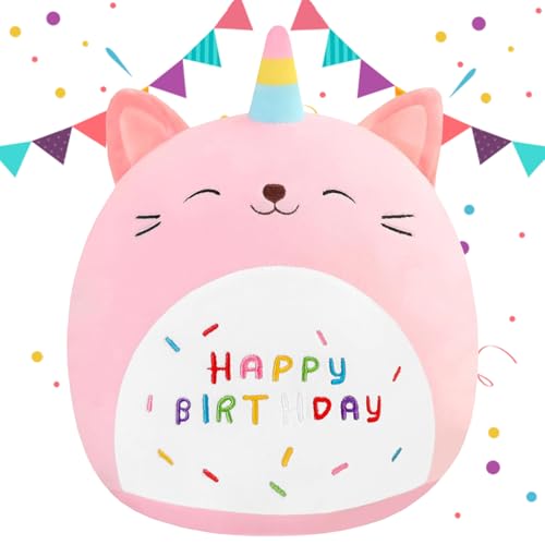 Happy Birthday Cat Plush Toy, 25CM Rosa Geburtstag Kuscheltier, Happy Birthday Plüschtier für Kinder, Plüschkissen Spielzeug, Katze Cartoon Plüschkissen Geburtstagsgeschenk für Mädchen Kinder Happy Birthday Cat Plush Toy, 25CM Rosa Geburtstag Kuscheltier, Happy Birthday Plüschtier für Kinder, Plüschkissen Spielzeug, Katze Cartoon Plüschkissen Geburtstagsgeschenk für Mädchen Kinder von BAISHUWU