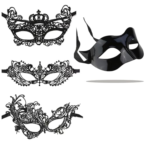 BAIYSFFG 4 x elegante Kostümmaske, Abschlussball, Halloween, Maskerade, Party, Maske für Paare, Damen und Herren BAIYSFFG 4 x elegante Kostümmaske, Abschlussball, Halloween, Maskerade, Party, Maske für Paare, Damen und Herren von BAIYSFFG