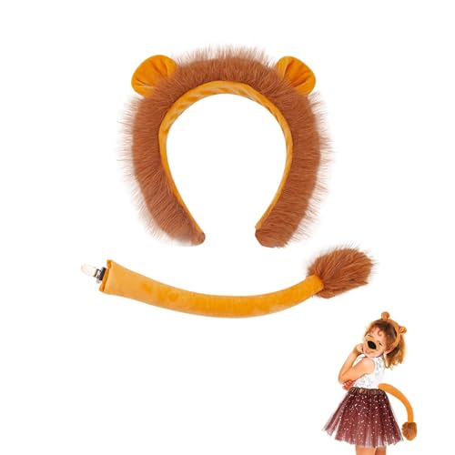 BAIYSFFG Tierkostüm-Set, 2-teiliges Tierohren-Stirnband und Schwanz-Set, Verkleidung für Halloween, Cosplay, Tierthema, Partyzubehör von BAIYSFFG