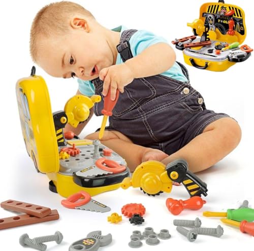 BAKAJI 8050534662092 Werkzeugkoffer für Kinder mit Zubehör, 31-teilig, Mehrfarbig, S von BAKAJI