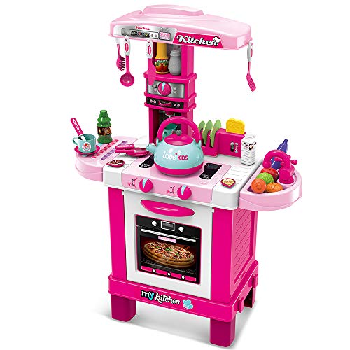 BAKAJI 8051739529487 Spielzeugküche Kinder Lichter Geräusche und Wasserkocher Funktionierende 29 Zubehör Rosa, 87 x 64 x 29 cm BAKAJI 8051739529487 Spielzeugküche Kinder Lichter Geräusche und Wasserkocher Funktionierende 29 Zubehör Rosa, 87 x 64 x 29 cm von BAKAJI