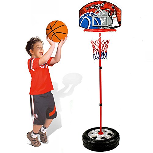 BAKAJI 8054143010022 Basketballkorb für Kinder, Höhe verstellbar bis 120 cm, mit Ball von BAKAJI