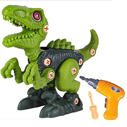 BAKAJI Dinosaurier zum Zusammenbauen Spielzeug für Kinder, Konstruktionsspiel mit Akkuschrauber und Zubehör mit beweglichem Charakter in jedem Detail (Velociraptor) von BAKAJI