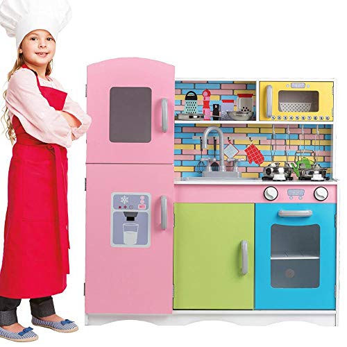BAKAJI Holzküche Spielzeug für Kinder mit Kühlschrank Kunststoff Waschbecken 4 Herde Ofen Öffnen Mikrowelle Töpfe Pfannen und Zubehör Spiel aus Stahl Größe 80 x 30 x 85 cm BAKAJI Holzküche Spielzeug für Kinder mit Kühlschrank Kunststoff Waschbecken 4 Herde Ofen Öffnen Mikrowelle Töpfe Pfannen und Zubehör Spiel aus Stahl Größe 80 x 30 x 85 cm von BAKAJI