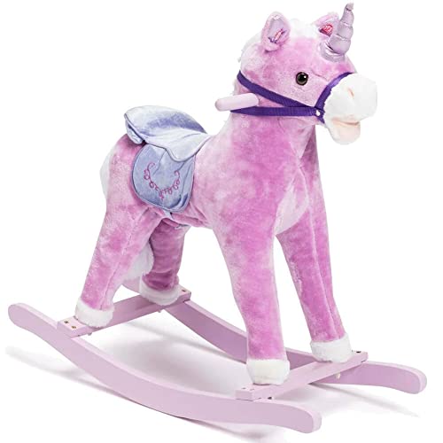 BAKAJI Toys Plüschtier Einhorn XL Höhe 80 cm Kuschelig Schaukelpferd Kinder weiches Pferd Geschenkidee von BAKAJI
