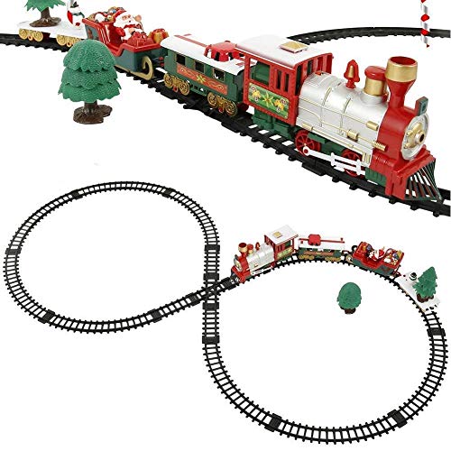 BAKAJI Weihnachtszug unter Baum 3in1 Lokomotive Lichter Geräusche mit Wagen + Schlitten Weihnachtsmann Weihnachtsdekoration Strecke Acht Größe 90 x 43 cm Spielzeug Kinder BAKAJI Weihnachtszug unter Baum 3in1 Lokomotive Lichter Geräusche mit Wagen + Schlitten Weihnachtsmann Weihnachtsdekoration Strecke Acht Größe 90 x 43 cm Spielzeug Kinder von BAKAJI