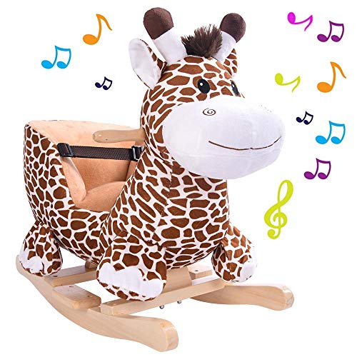 Bakaji Giraffe Reitschaukel Plüsch mit Sitz Spielzeug für Kinder mit Sound-Effekten, Griffen und Sicherheitsgurt von BAKAJI
