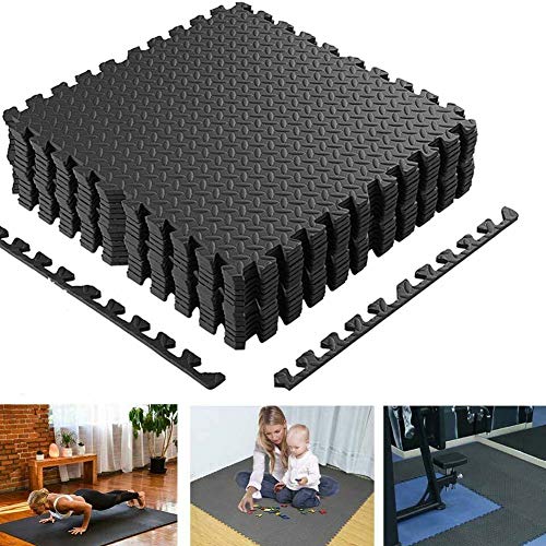 Bakaji Puzzlematte Mehrzweckmatte Fitness Fitnessstudio Spiel Kinder aus EVA-Schaum Größe 60 x 60 cm Farbe Schwarz (12 Stück) von BAKAJI