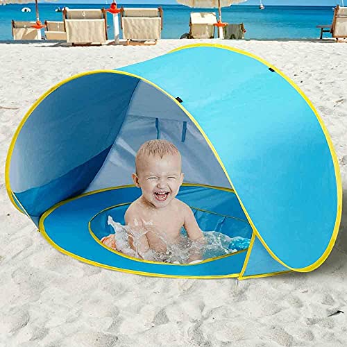 Bakaji Spielzelt für Kinder zum Strand mit Sonnendach, Mini-Pool, Belüftungsnetz, faltbar, tragbar, Abmessungen 120 x 80 x 70 cm von BAKAJI