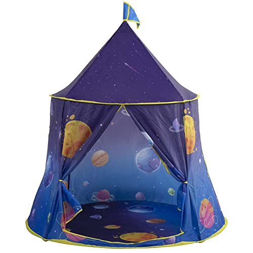 Bakaji Zelt für Kinder, Hütte, Spielzeug, Kinder, Struktur aus Metall, Stoffbezug mit Tür und Fenstern für den Innen- und Außenbereich, Größe 120 x 116 cm (Blau) von BAKAJI