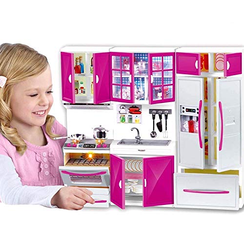 Puppenküche Spielzeug Möbel Puppenhaus für Kinder Realistische Lichter und Geräusche mit funktionierendem Kochfeld Backofen Waschbecken Möbel mit Kühlschranktüren und viel Zubehör Spiel 40 x 30 cm Puppenküche Spielzeug Möbel Puppenhaus für Kinder Realistische Lichter und Geräusche mit funktionierendem Kochfeld Backofen Waschbecken Möbel mit Kühlschranktüren und viel Zubehör Spiel 40 x 30 cm von BAKAJI