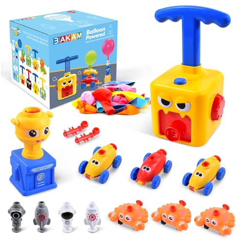 BAKAM Kleinkind Spielzeug 3-4 für Jungen und Mädchen, Ballonwerfer & angetriebenes Auto Set, Niedliche Kleinkinder STEM-Spielzeug Ballonpumpe Auto Racer Kit für Kinder 3-5 (Monster) von BAKAM