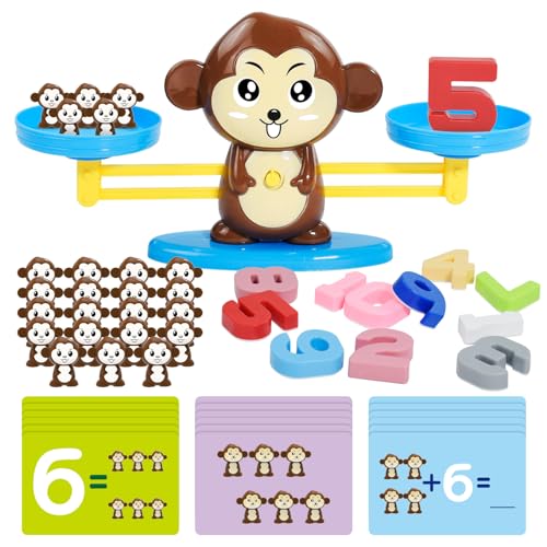 BAKAM Monkey Balance Scale Spielzeug, Zahlenzählblöcke, Spiele, Montessori Mathematik-Spiele für Kinder 5–7, Vorschule, Kindergarten, Lernaktivitäten, STEM Lernspielzeug für Kinder ab 3 Jahren BAKAM Monkey Balance Scale Spielzeug, Zahlenzählblöcke, Spiele, Montessori Mathematik-Spiele für Kinder 5–7, Vorschule, Kindergarten, Lernaktivitäten, STEM Lernspielzeug für Kinder ab 3 Jahren von BAKAM