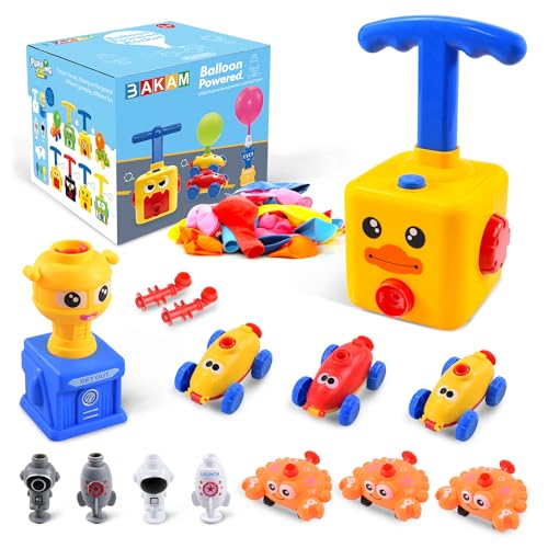 BAKAM Power Balloon Car Toy for Kids, Balloon Launcher Car Toy Set for Kids Science Toy, Inflatable STEM Balloon Pump Cars Racer Kit for Boys Girls (Duck) von BAKAM