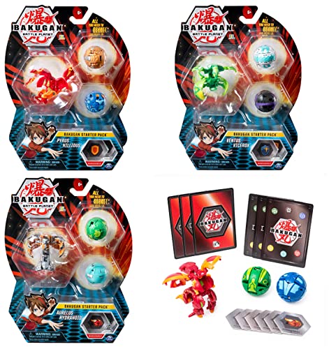 BAKUGAN Starter Pack mit 3 (1 Ultra & 2 Basic Balls), unterschiedliche Varianten von BAKUGAN